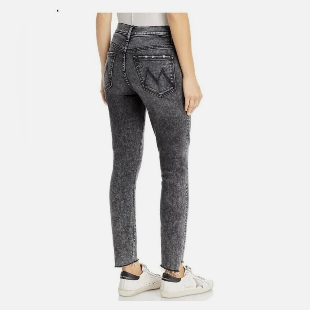 Mother Stunner Zip Ankle Step Fray Faded Black Skinny Train Stops Size 27 - Picture 2 of 6